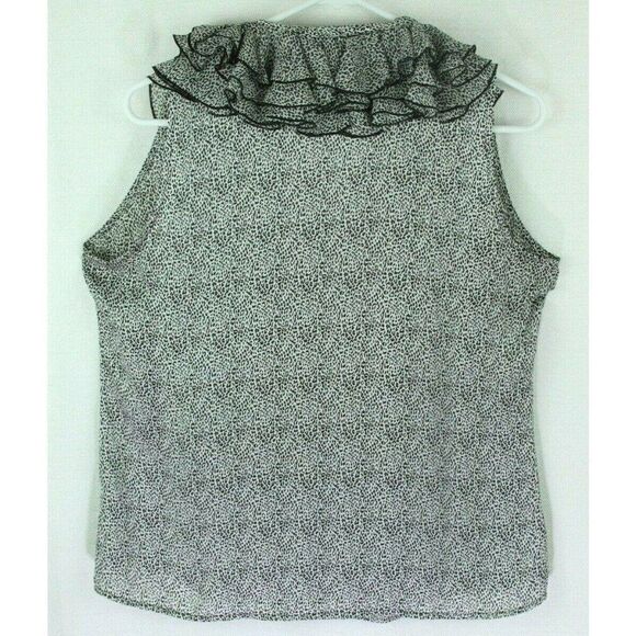 Sioni Top Leopard Print Ruffles Sleeveless Womens small - Picture 11 of 12